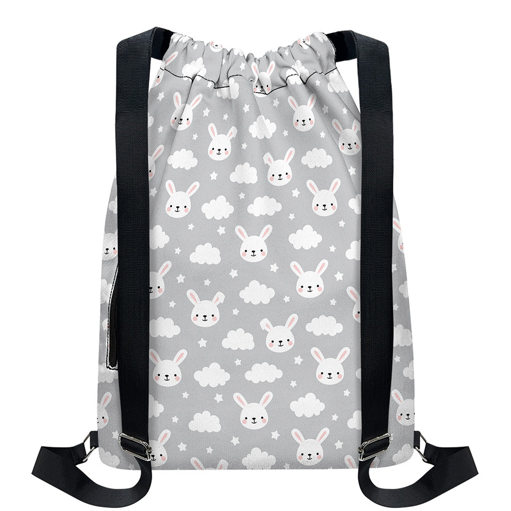 Rabbit And Cloud Pattern Print Drawstring Backpack