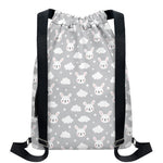 Rabbit And Cloud Pattern Print Drawstring Backpack