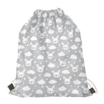 Rabbit And Cloud Pattern Print Drawstring Bag