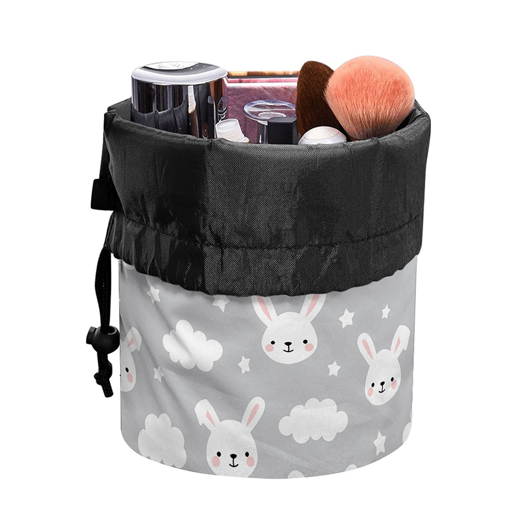Rabbit And Cloud Pattern Print Drawstring Makeup Bag