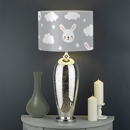 Rabbit And Cloud Pattern Print Drum Lamp Shade