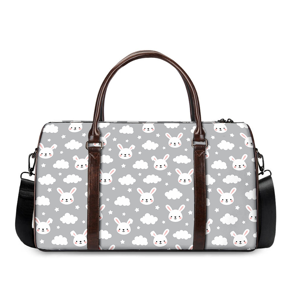 Rabbit And Cloud Pattern Print Duffle Bag