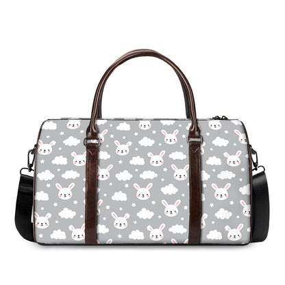 Rabbit And Cloud Pattern Print Duffle Bag