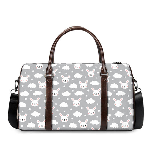 Rabbit And Cloud Pattern Print Duffle Bag