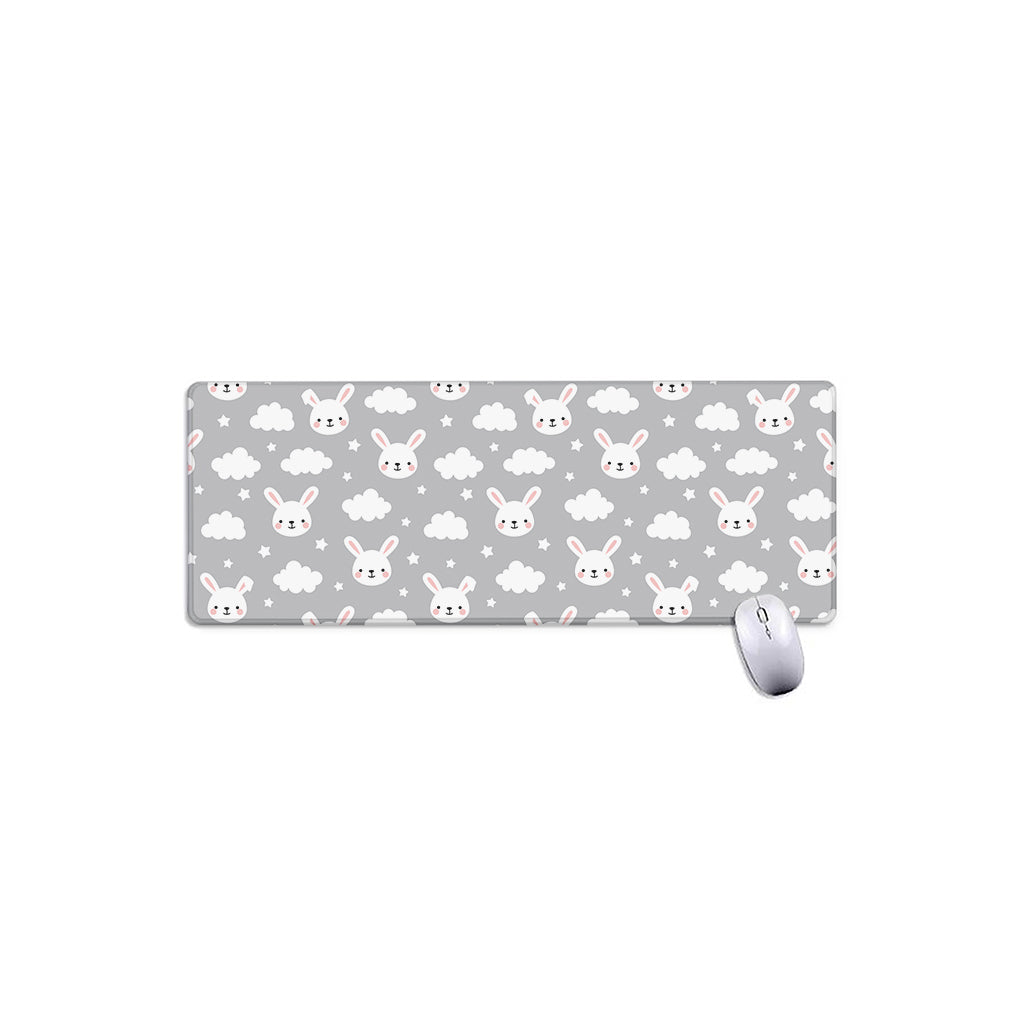 Rabbit And Cloud Pattern Print Extended Mouse Pad