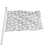 Rabbit And Cloud Pattern Print Flag
