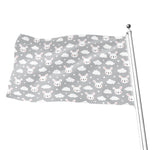 Rabbit And Cloud Pattern Print Flag