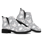 Rabbit And Cloud Pattern Print Flat Ankle Boots