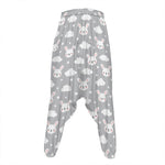Rabbit And Cloud Pattern Print Hammer Pants