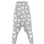 Rabbit And Cloud Pattern Print Hammer Pants