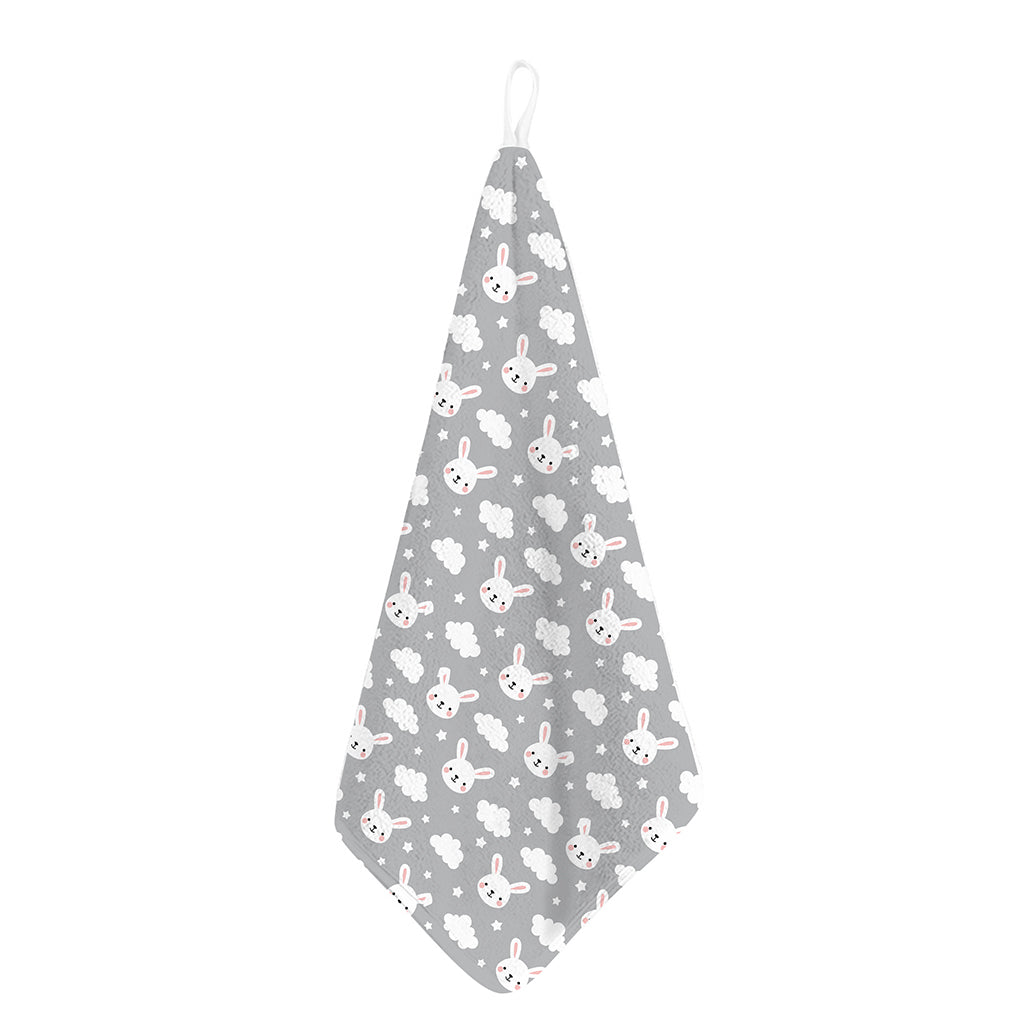 Rabbit And Cloud Pattern Print Hand Towel