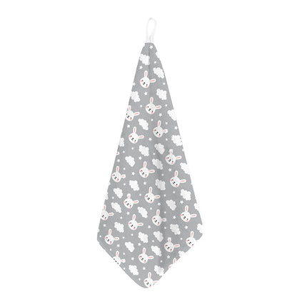 Rabbit And Cloud Pattern Print Hand Towel