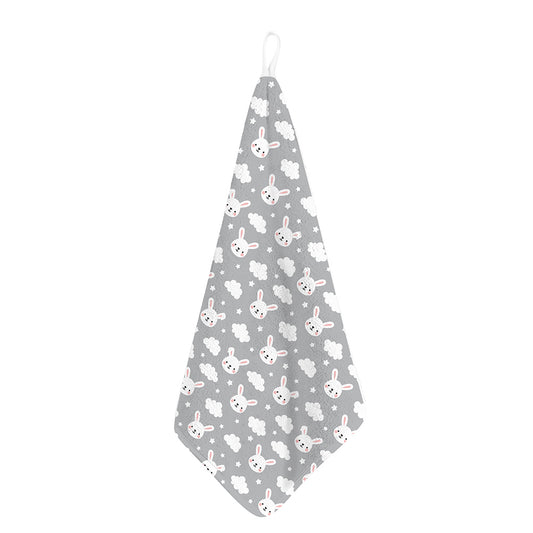 Rabbit And Cloud Pattern Print Hand Towel
