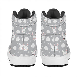 Rabbit And Cloud Pattern Print High Top Leather Sneakers