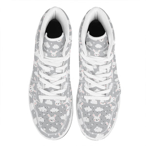 Rabbit And Cloud Pattern Print High Top Leather Sneakers