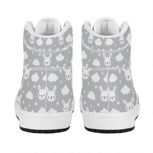 Rabbit And Cloud Pattern Print High Top Leather Sneakers