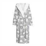 Rabbit And Cloud Pattern Print Hooded Bathrobe