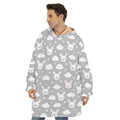 Rabbit And Cloud Pattern Print Hoodie Blanket