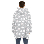 Rabbit And Cloud Pattern Print Hoodie Blanket