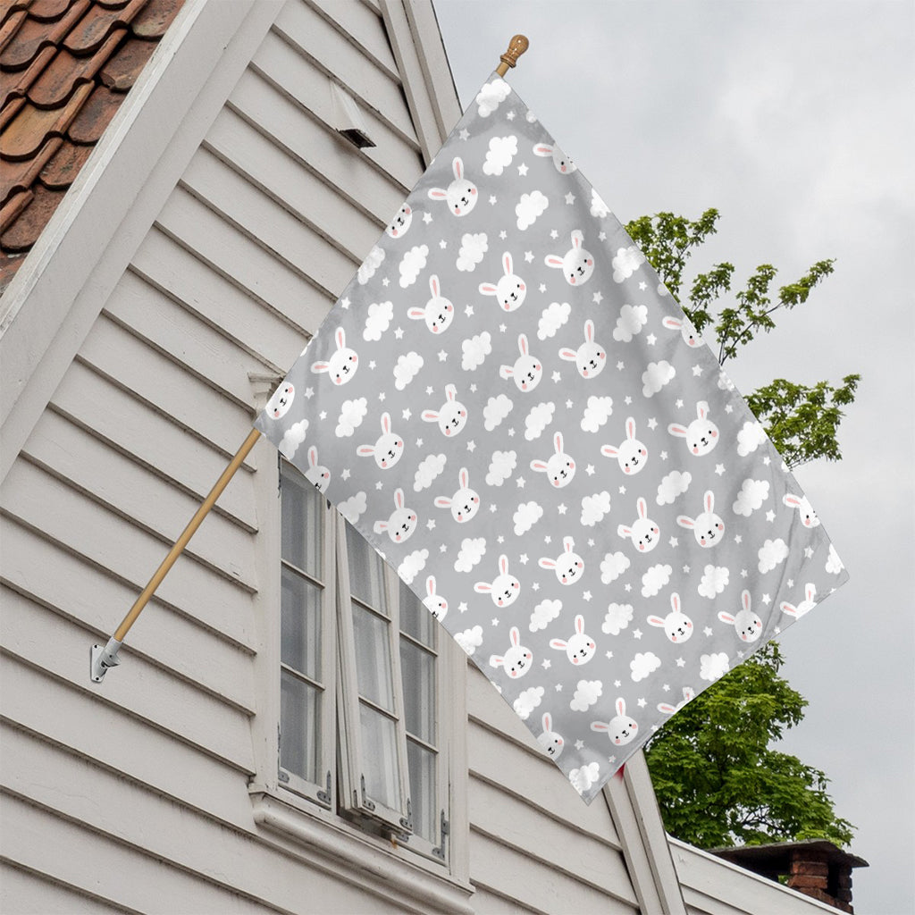 Rabbit And Cloud Pattern Print House Flag