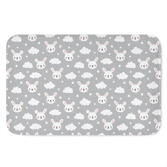 Rabbit And Cloud Pattern Print Indoor Door Mat
