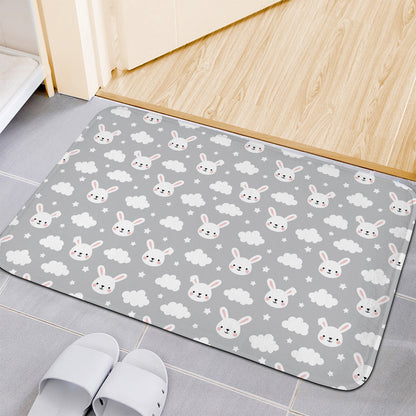 Rabbit And Cloud Pattern Print Indoor Door Mat