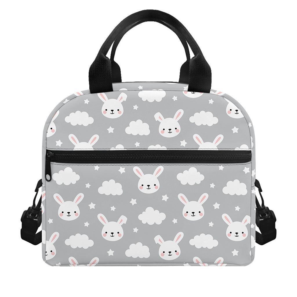 Rabbit And Cloud Pattern Print Insulated Lunch Bag