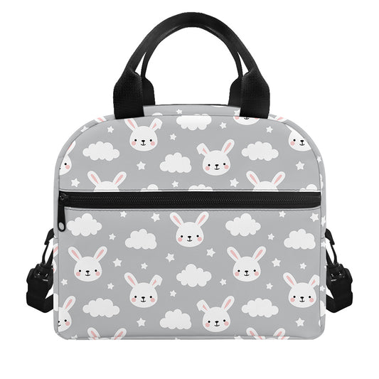 Rabbit And Cloud Pattern Print Insulated Lunch Bag