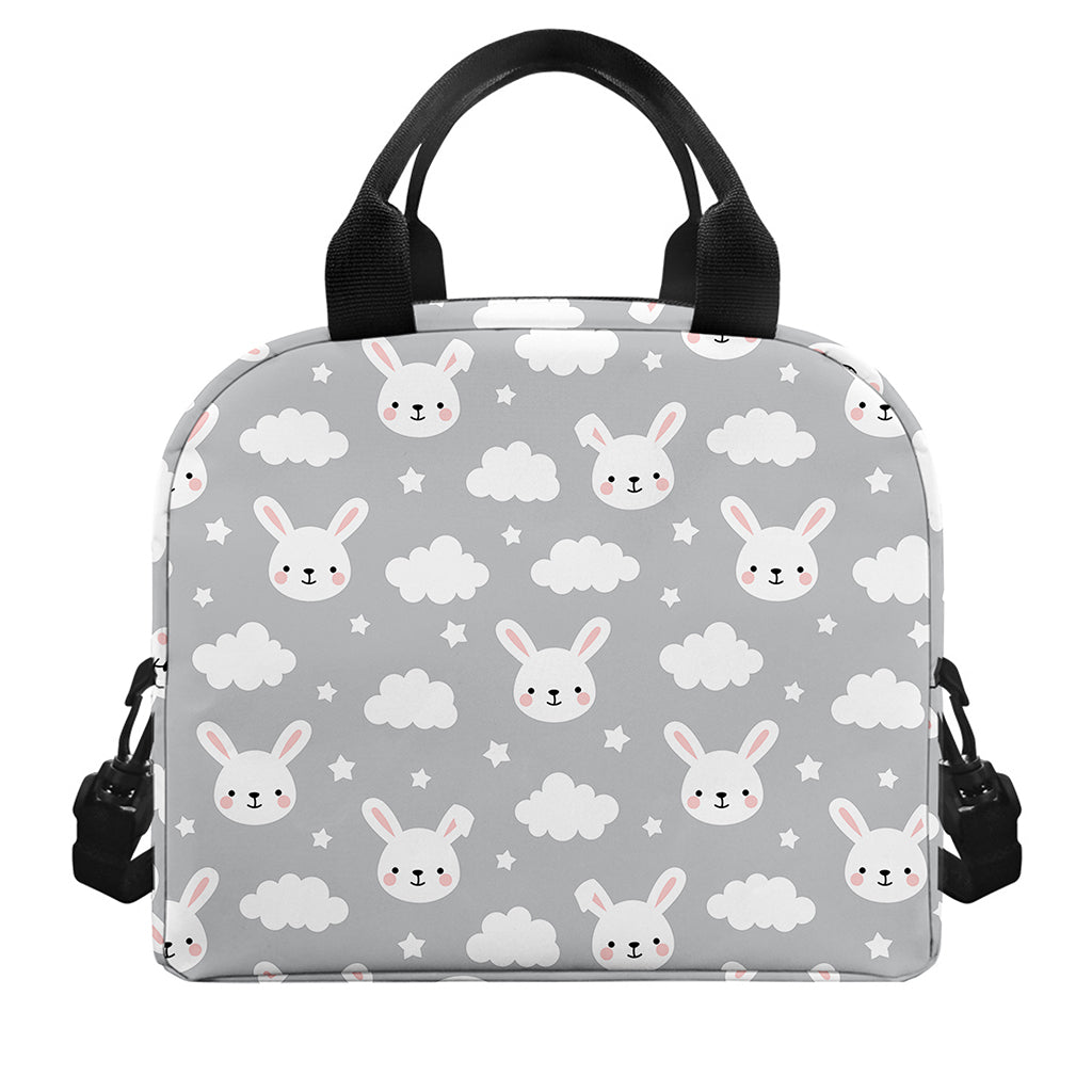 Rabbit And Cloud Pattern Print Insulated Lunch Bag