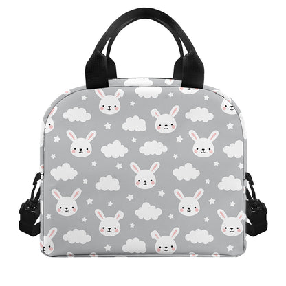 Rabbit And Cloud Pattern Print Insulated Lunch Bag
