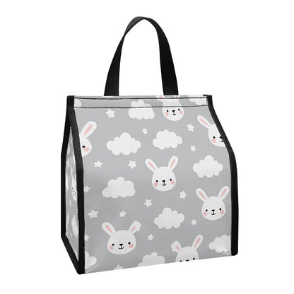 Rabbit And Cloud Pattern Print Insulated Lunch Tote