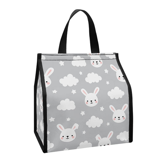 Rabbit And Cloud Pattern Print Insulated Lunch Tote
