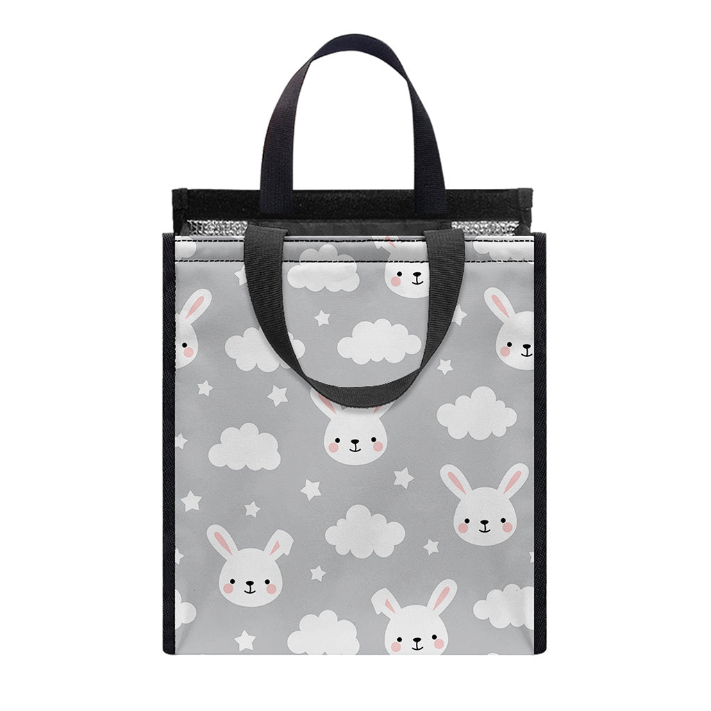 Rabbit And Cloud Pattern Print Insulated Lunch Tote