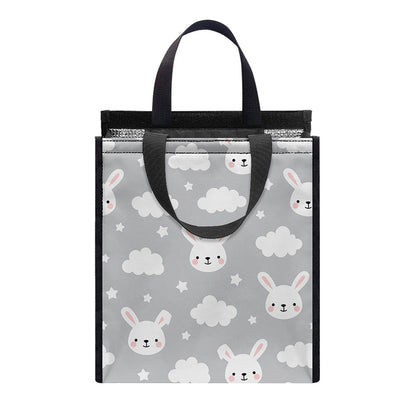Rabbit And Cloud Pattern Print Insulated Lunch Tote