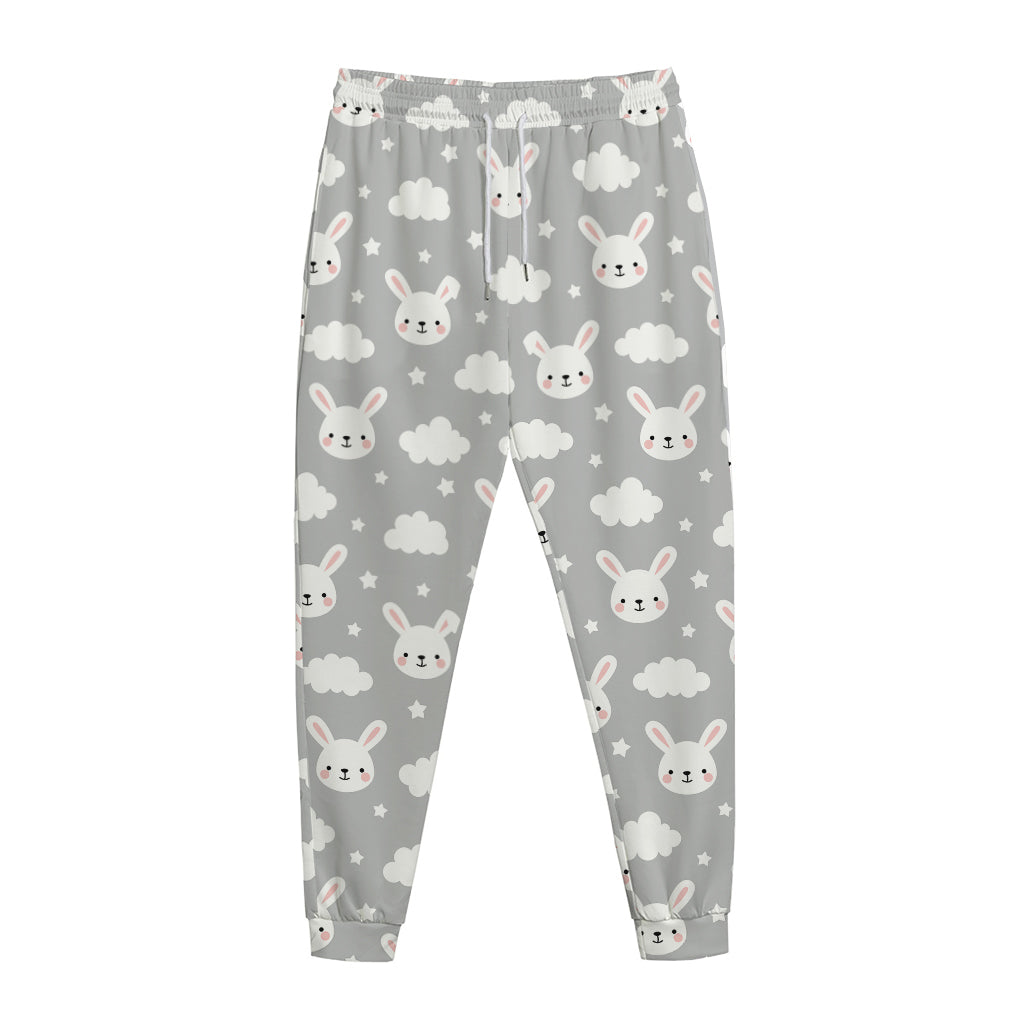 Rabbit And Cloud Pattern Print Jogger Pants