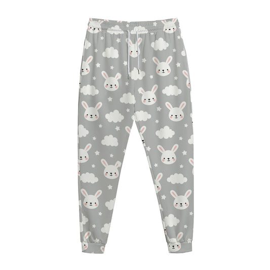 Rabbit And Cloud Pattern Print Jogger Pants