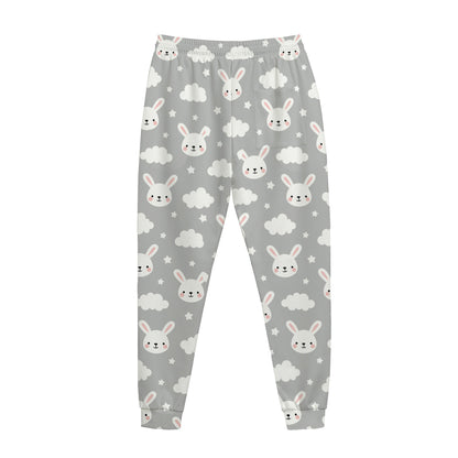 Rabbit And Cloud Pattern Print Jogger Pants