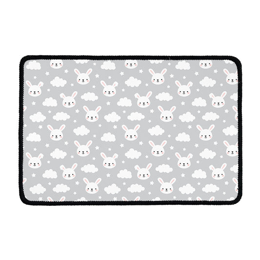 Rabbit And Cloud Pattern Print Kitchen Mat