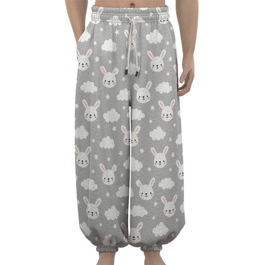 Rabbit And Cloud Pattern Print Lantern Pants