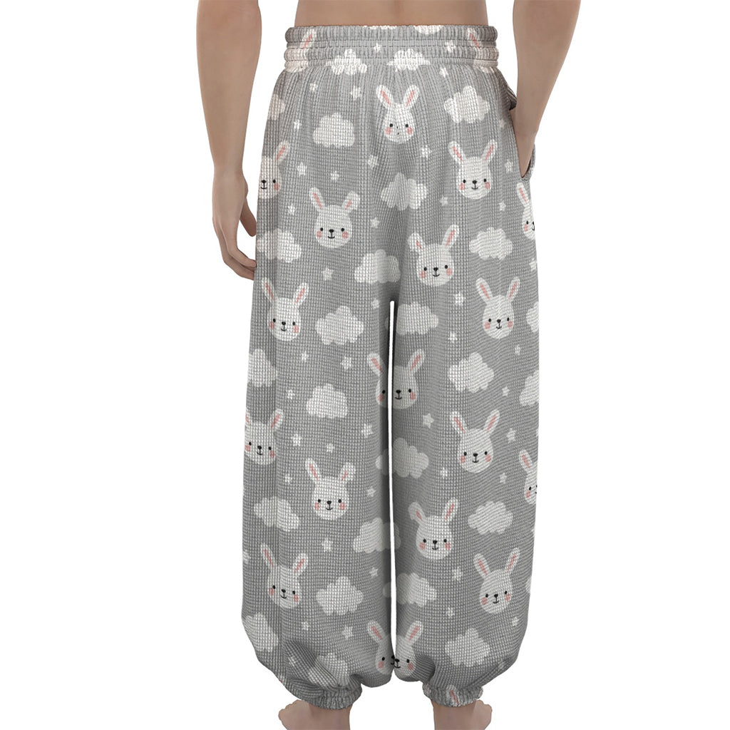 Rabbit And Cloud Pattern Print Lantern Pants