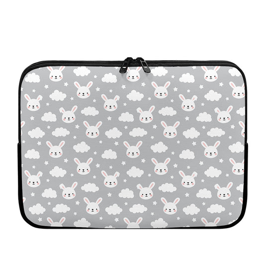 Rabbit And Cloud Pattern Print Laptop Sleeve