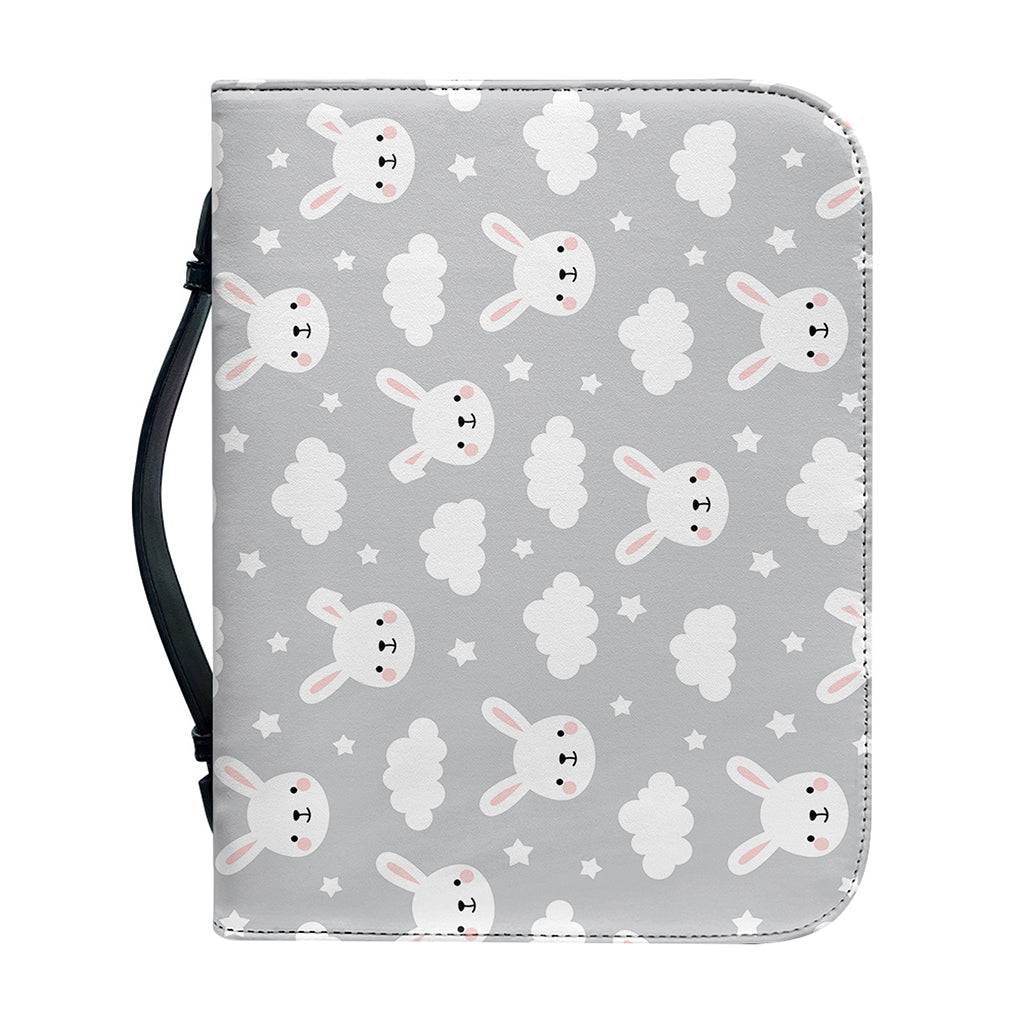 Rabbit And Cloud Pattern Print Leather Bible Cover