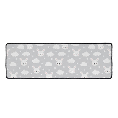 Rabbit And Cloud Pattern Print Long Kitchen Mat