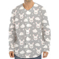 Rabbit And Cloud Pattern Print Long Sleeve Baseball Jersey