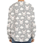 Rabbit And Cloud Pattern Print Long Sleeve Baseball Jersey