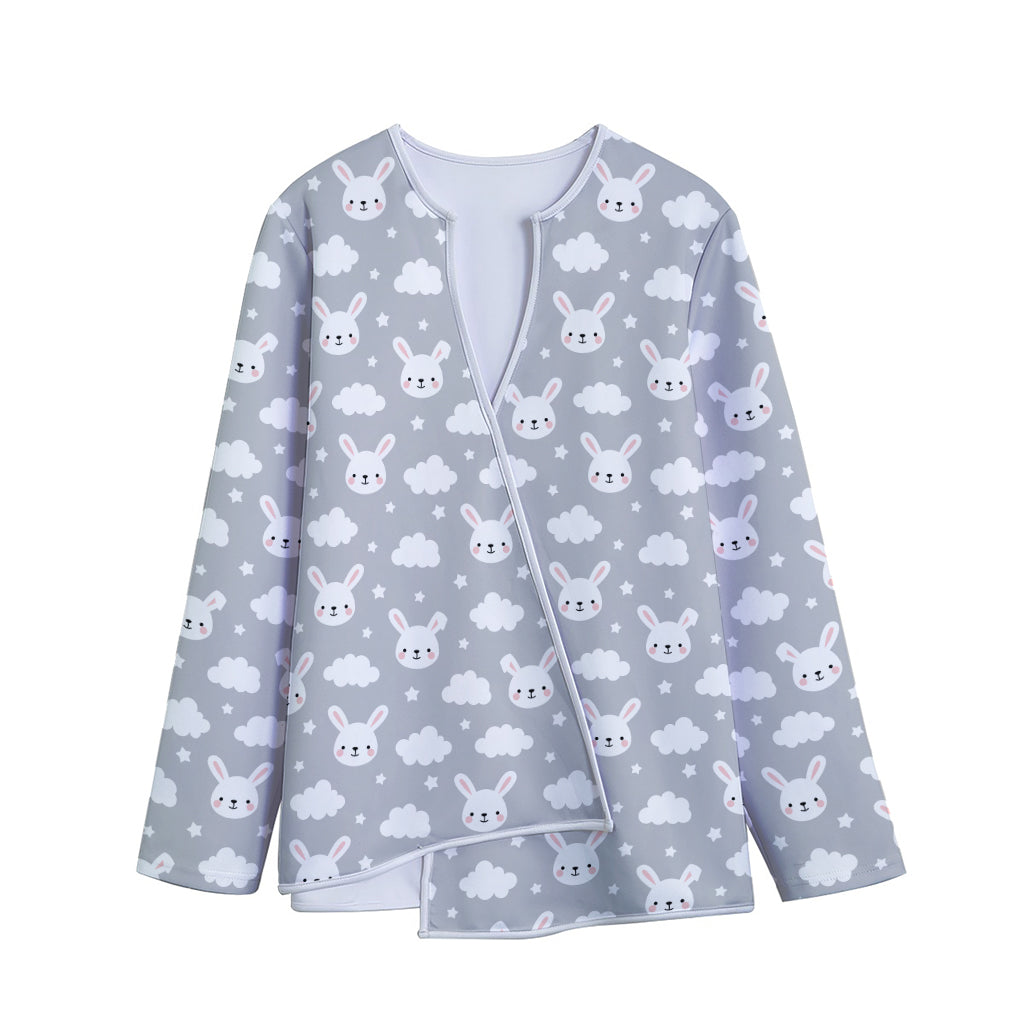 Rabbit And Cloud Pattern Print Long Sleeve Short Coat