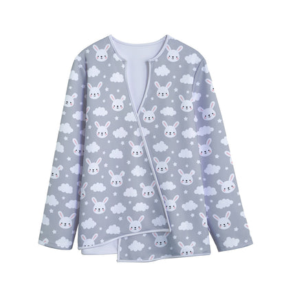 Rabbit And Cloud Pattern Print Long Sleeve Short Coat