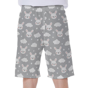 Rabbit And Cloud Pattern Print Men's Beach Shorts