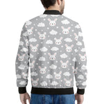 Rabbit And Cloud Pattern Print Men's Bomber Jacket