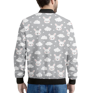 Rabbit And Cloud Pattern Print Men's Bomber Jacket